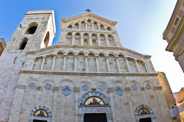 Fototapeta na wymiar Architectural details at the entrance to Cagliari cathedral, Sardinia, Italy