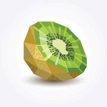 Polygon kiwi, vector illustration.