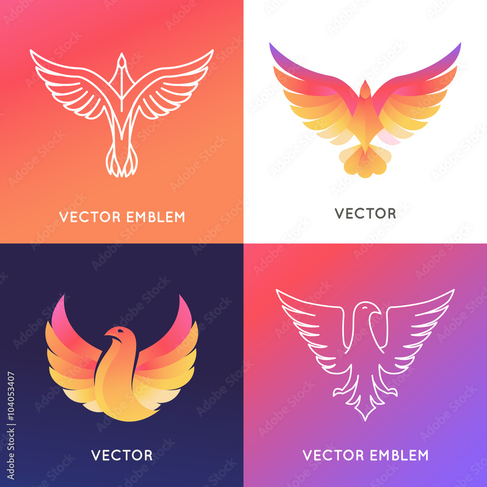 Poster vector abstract logo design template in bright gradient colors