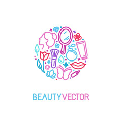 Vector logo design template made with icons in trendy linear sty