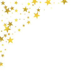 Gold glittering foil stars on white background, vector isolated design elements