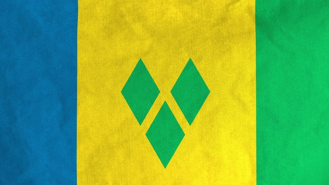 Vincentian flag waving in the wind (full frame footage in 4K UHD resolution).