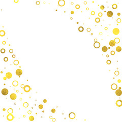 Golden vintage frame with foil circles on white background, vector isolated design elements