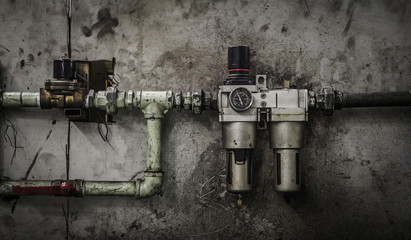 Closeup of a pressure meter on a machine