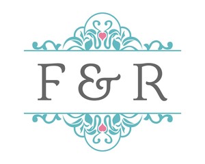 F & R Initial Wedding Ornament Logo