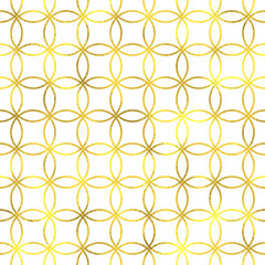 Gold vintage foil geometric seamless pattern background with circles