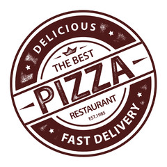 Vintage Vector Pizza Logo, Label Stamp isolated on white background