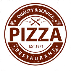 Obrazy na Szkle  Vintage wektor Pizza Logo, etykieta pieczęć na białym tle