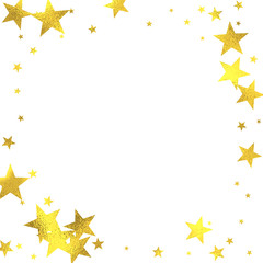 Obraz premium Gold glittering frame with foil stars isolated on white background, vector design elements