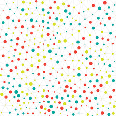 Naklejka na ściany i meble Vector seamless pattern. Abstract background organic triangle geometry. Dots and grid in different groups