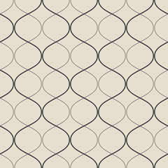 Fototapeta premium Vector seamless geometric retro pattern. Abstract background made with curved lines.