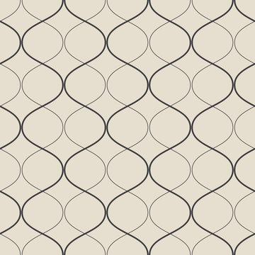Vector seamless geometric retro pattern. Abstract background made with curved lines.