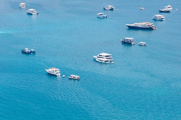 Fototapeta premium Group of boats from aerial view