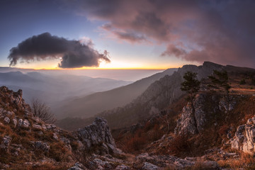 Mountain landscape at sunrise