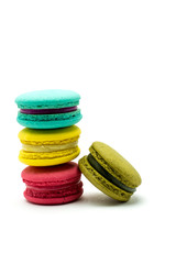 A french sweet delicacy, macaroons variety closeup.