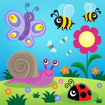 Spring animals and insect theme image 1