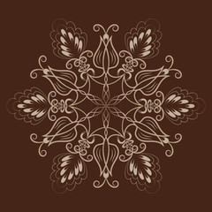 Flower mandala over dark brown