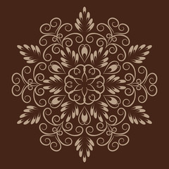 Flower mandala over dark brown