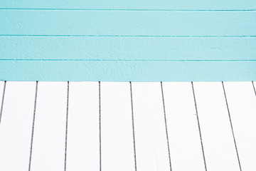 Empty wooden background in white and blue