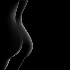 Nude female buttock
