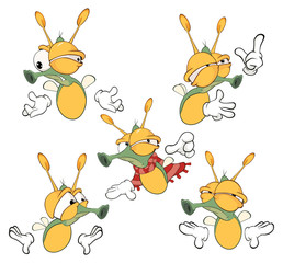  illustration of a set of cute cartoon fireflies