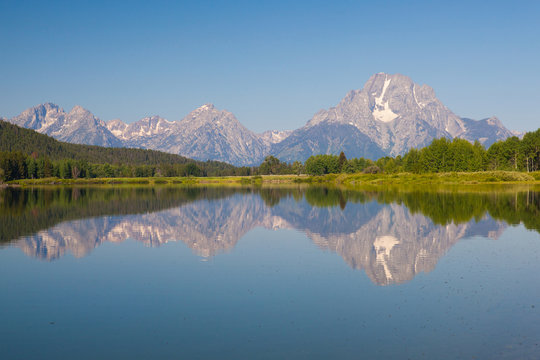 View of the Grand Teton Mountains from Oxbow Bend on the Snake R