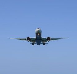 Passenger airplane landing