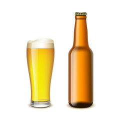 Glass and a bottle of beer