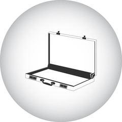 Open usiness briefcase simple icon on round background