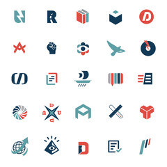 Set of various signs, symbols and abstract icons.