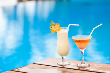 Two cocktails on luxury tropical beach