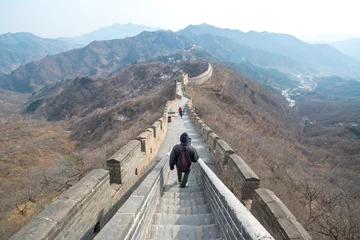 Fototapete Rund Great Wall Tower at Mutianyu, near Beijing, China © pe3check