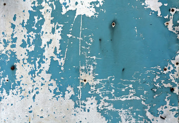 Blue rusty metal wall texture.