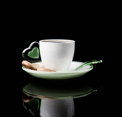 white Cup of coffee isolated on dark background