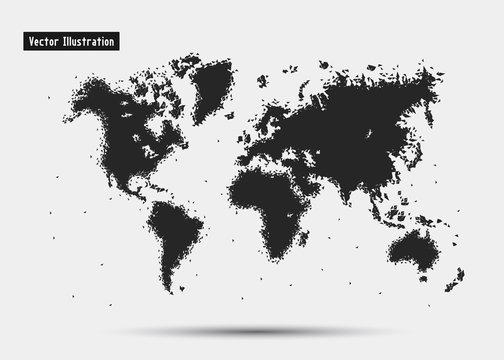 World map. Vector eps10 illusration. Particle divergent composition