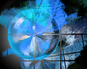 Abstract fractal design in blue.