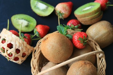 fresh kiwifruit with strawberry
