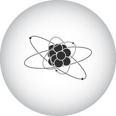 Atom sign simple icon on round background