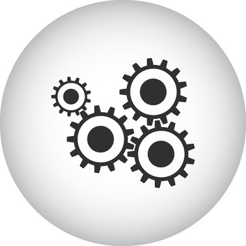 Cogwheel gear mechanism sign simple icon on round background