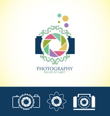 Photo camera floral logo
