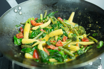 preparing curry vegetables