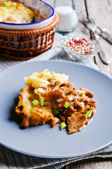 Casserole with potatoes and mushrooms