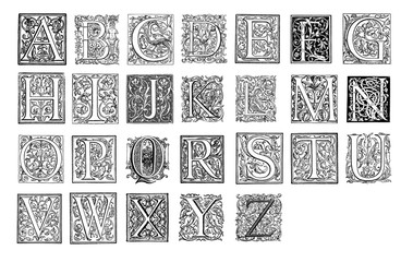 Vintage monograms alphabet