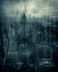 Wall murals Green Blue Artistic rendition of New York City with texture and tone