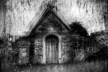 Obraz premium Artistic black and white image with textures of a church