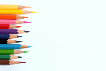 Color pencil on white background