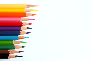Color pencil on white background