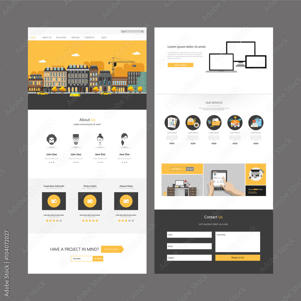 Wall mural one page website design template. vector design.
