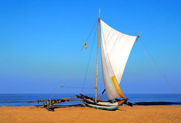 Fototapeta premium sailboat on the sea coast, Sri Lanka