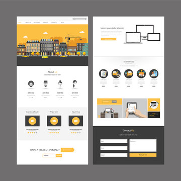 One Page Website Design Template. Vector Design.
